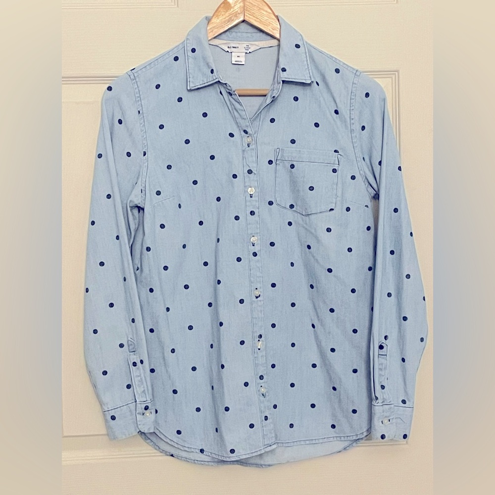Old Navy Blue Polka Dot Shirt